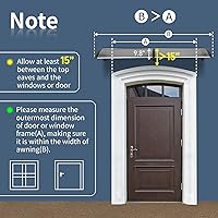 Vista 6 de Outvita Toldo para puerta, 77 x 35.4 pulgadas, cubierta de policarbonato para puerta delantera, toldo para patio al aire libre, toldo para Tablero