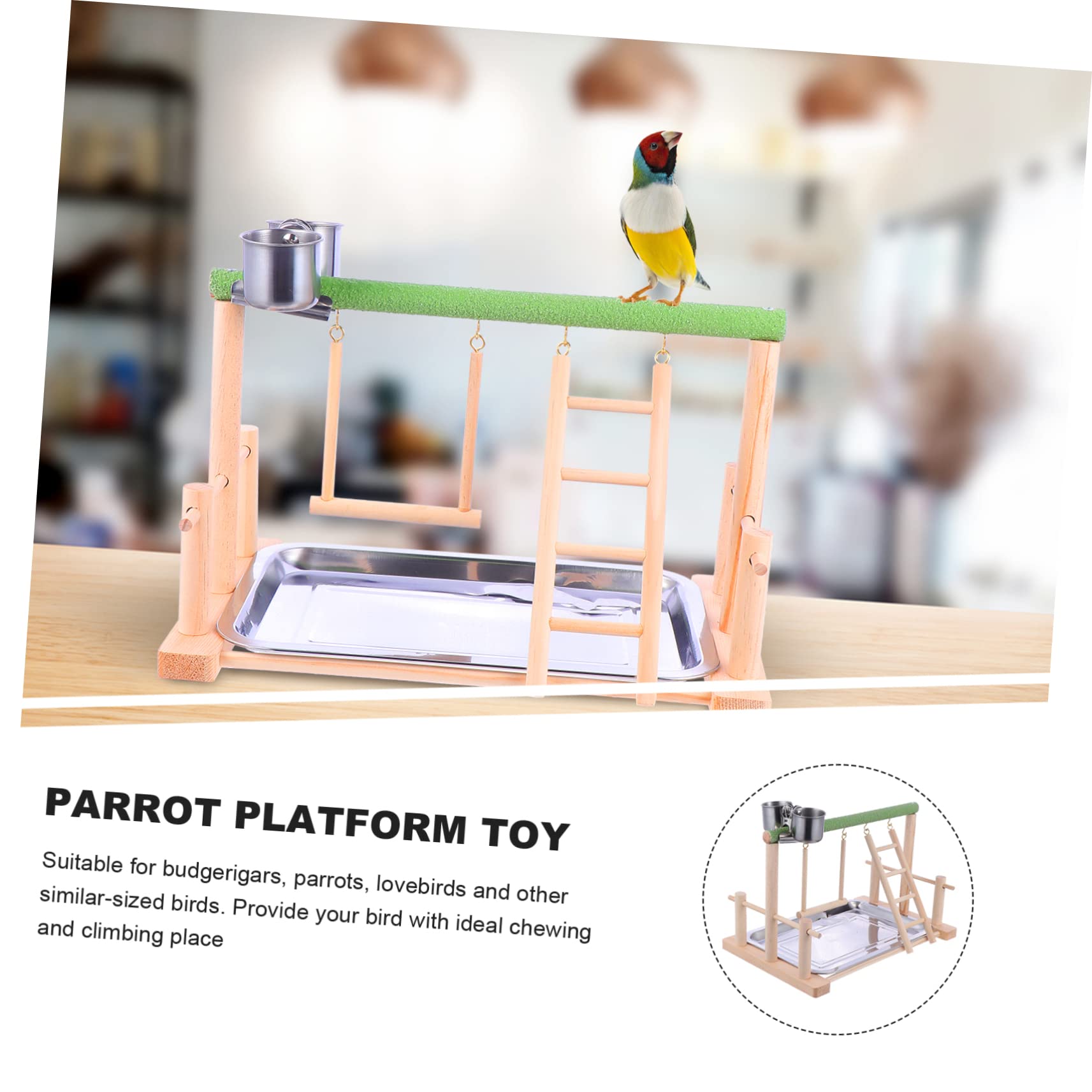 Toddmomy Holz Vogel Spielplatz Mit Leiter Und Schwinge Spielzeug Für Papageien Und Wellensittiche Bewegung Und Aktivität Stabil Und Langlebig