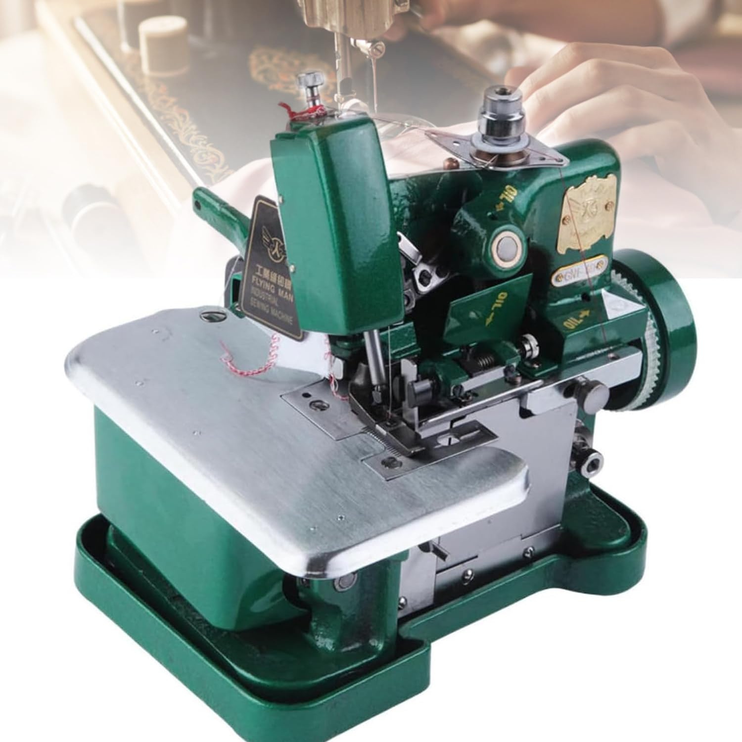 Remalladora Heavy Duty 3-4 Hilos con Longitud De Puntada Regulable Diseño Resistente a La Oxidación,Accesorios Incluidos,Costura Estable para Sastrería Green