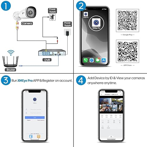 Miniatura 5 de XVIM Sistema de cámara de seguridad con cable  8 canales 1080P sistema de cámara de seguridad DVR 8 cámaras de vigilancia HD para el hogar IP66