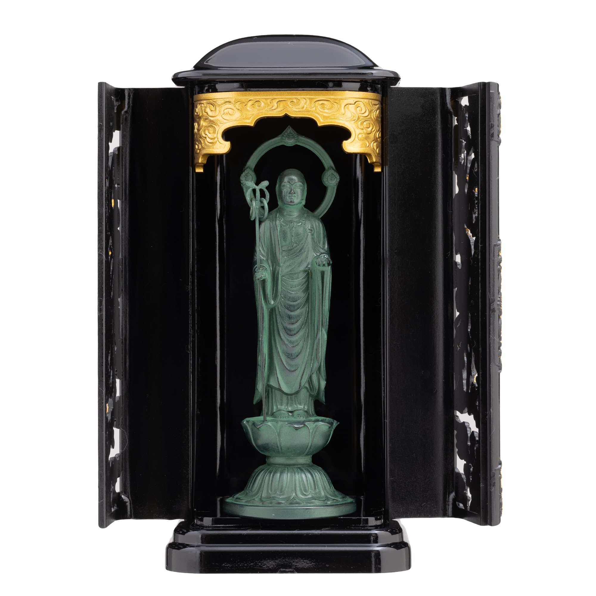 Amazon｜仏像 地蔵菩薩 10.5cm(青銅色) 3号PC厨子入り＿『安産祈願 