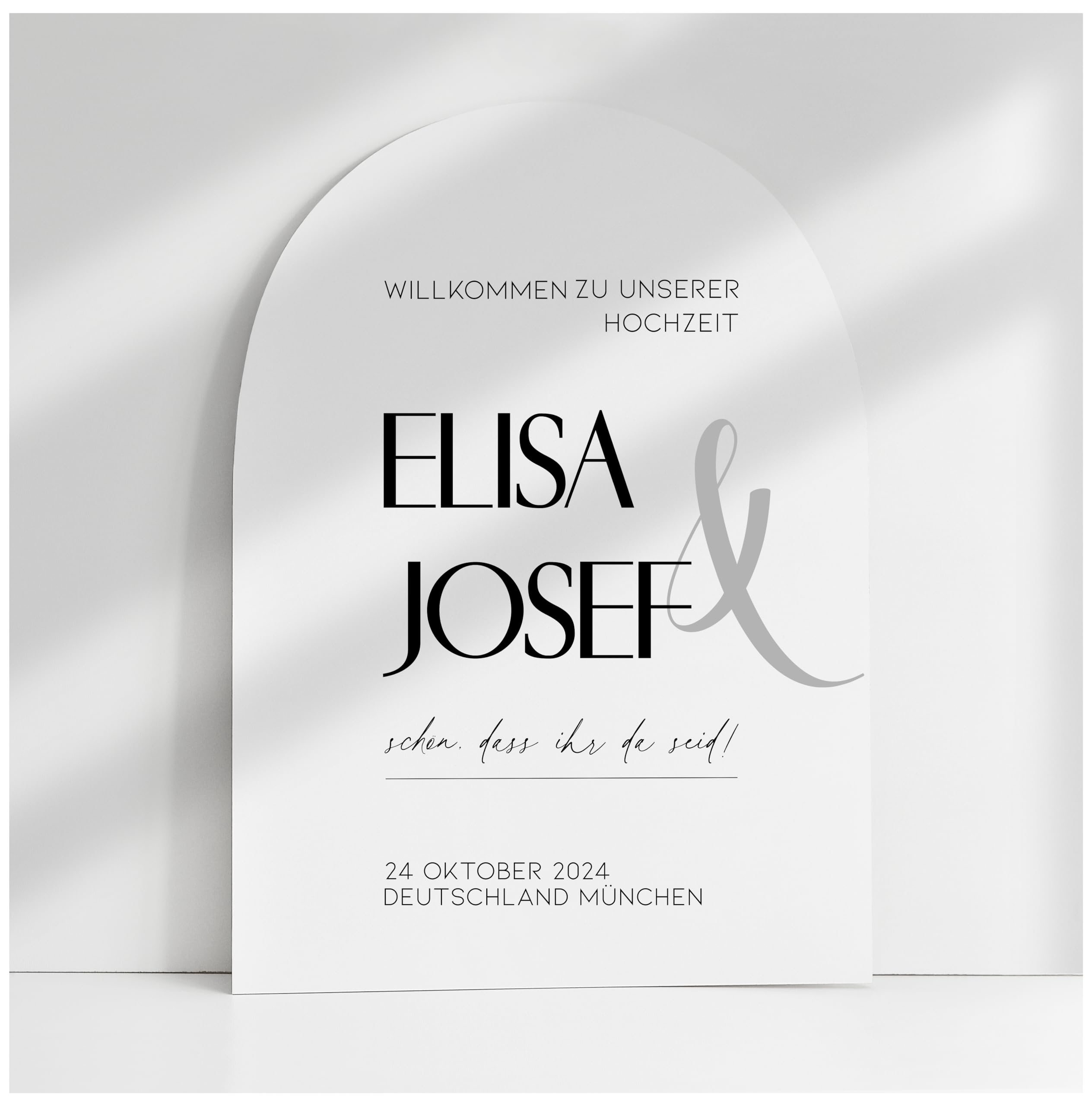 Willkommensschild Acrylglas | 5mm stark | Weiß Matt personalisiert - Made in Germany - Welcome Willkommen Schild für Hochzeit (80x55cm)