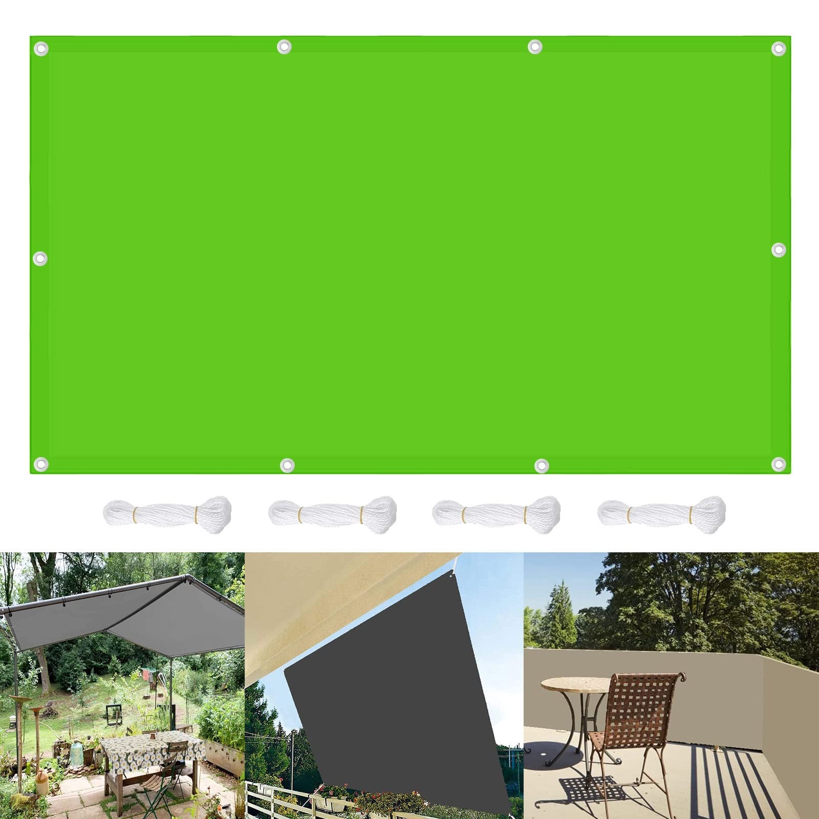 Voile d'ombrage rectangulaire pour patio et grand jardin vert de 3 x 4.5 m