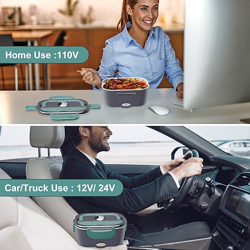 Miniatura 6 de Lonchera eléctrica, calentador de alimentos portátil de verano con vajilla de estilo aleatorio, paño de cocina y bolsa de almuerzo, caja Bento,