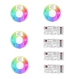 GIDERWEL 4 pcs Smart 5 in 1 WiFi LED Controller for 40m DC24V RGBWW LED Strip Lights 32.8ft/Roll,Compatible with Alexa/Google Assistant,APP/Voice Control Color Change Dimming