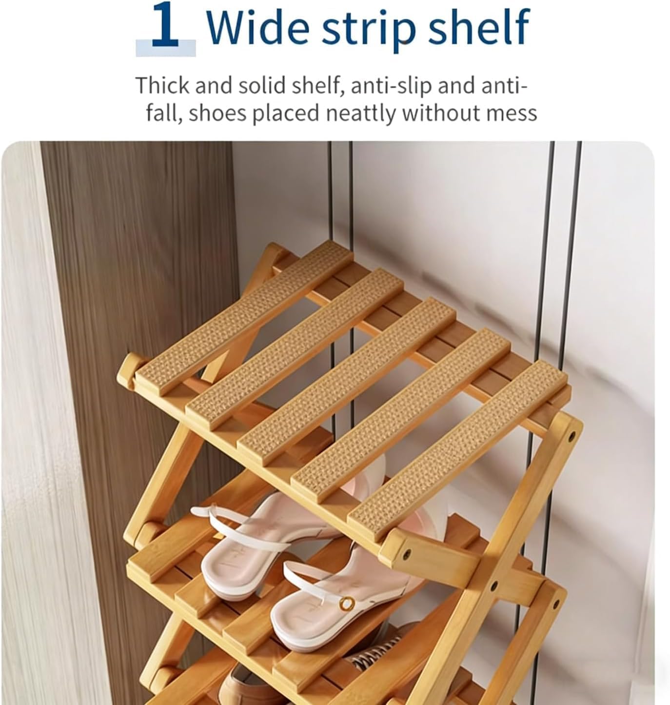 The 3/6/9-Tier No-Assembly Bamboo Rack, Folding Bamboo Shoe Storage Rack, Foldable Vertical Slim Tall Narrow Storage Organizer, Freestanding, Space-Saving for Entryway (#White,9 Layer)