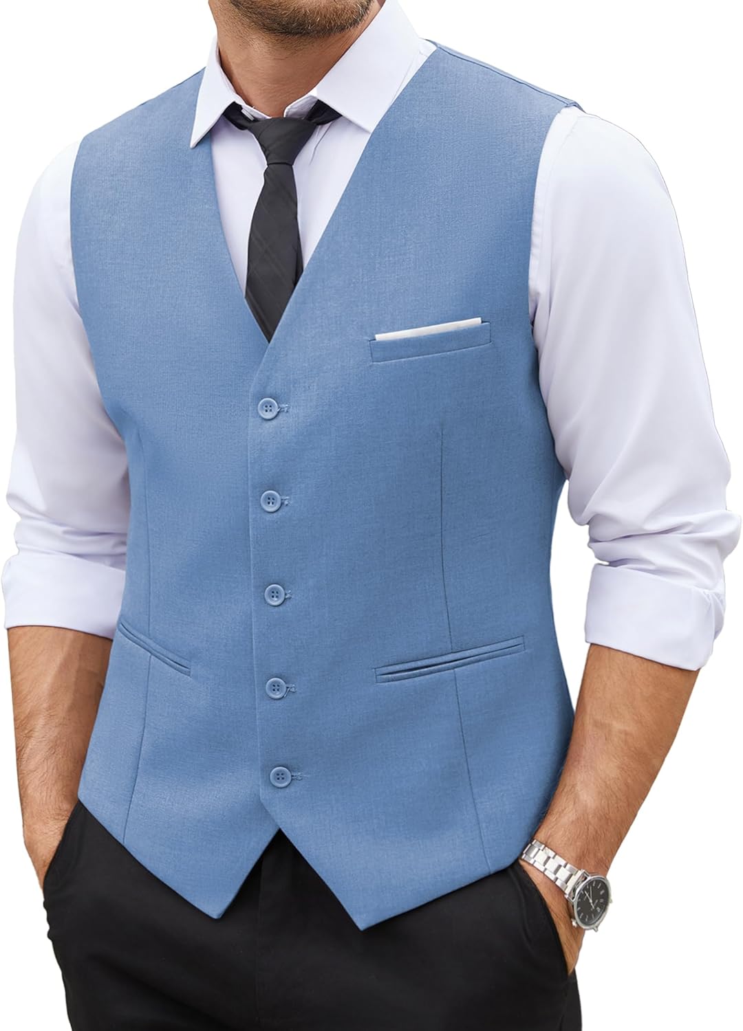 COOFANDY Men's Suit Vest Slim Fit Business Formal Waistcoat Casual Dress Vest