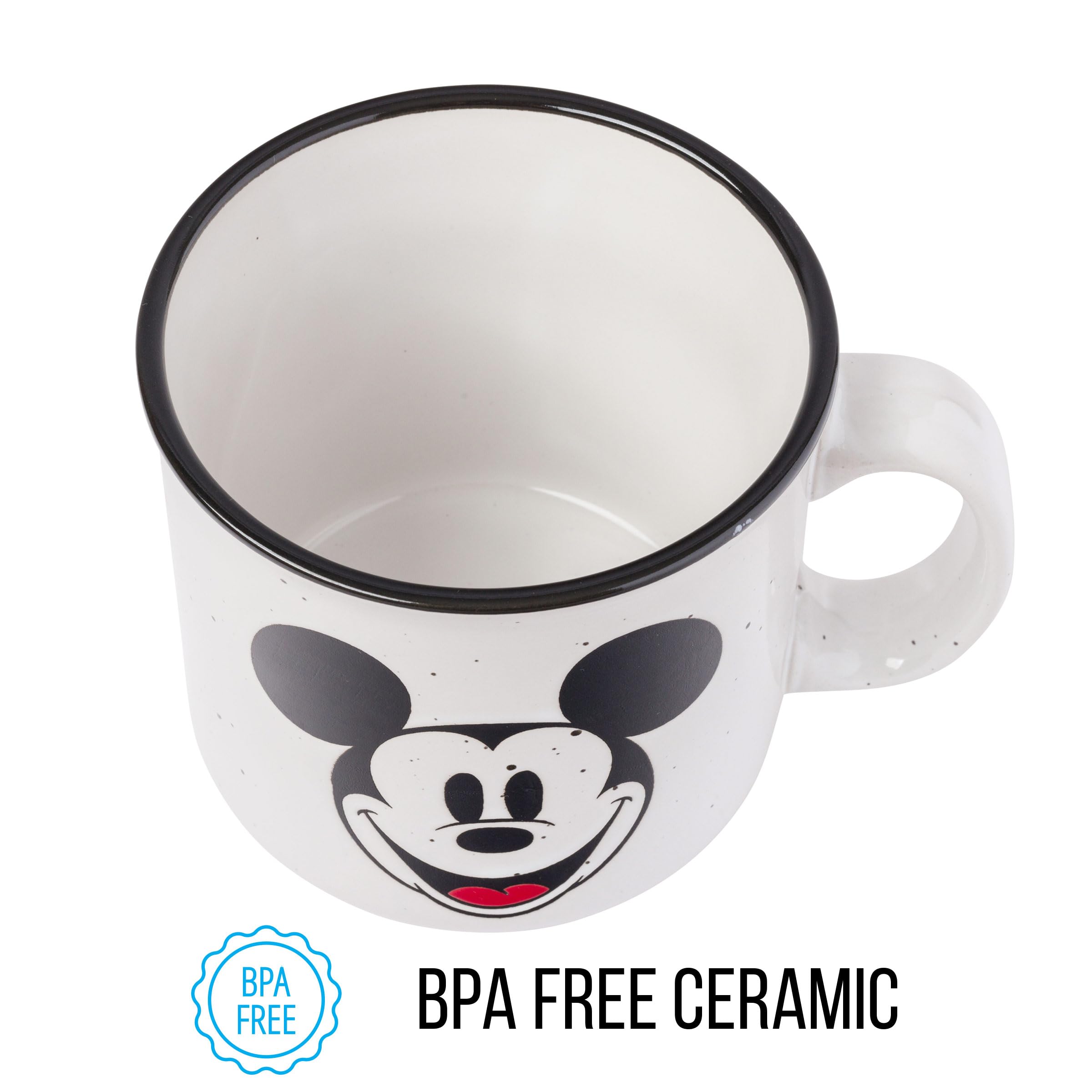 Silver Buffalo Disney Mickey Mouse Smile Wax Resist Ceramic Camper Mug, 20 Ounces