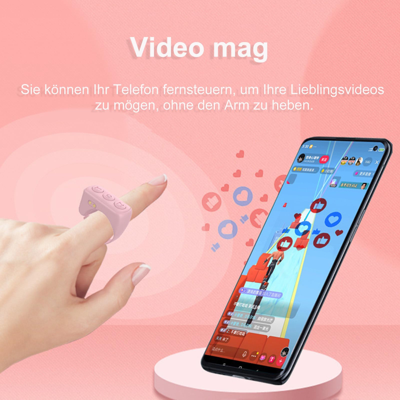 Bague de défilement Tik Tok - Télécommande - Bluetooth - Compatible avec Android iOS Tiktok - Bague de contrôle à distance - Pour homme et femme