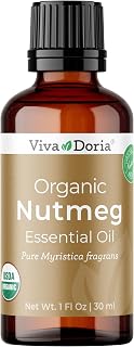 Viva Doria Nutmeg Essential Oil, USDA Certified, Organic Nutmeg Oil, 100% Pure, Natural Essential Oil, Undiluted, for Aromatherapy | Food Grade, 30 mL (1 Fluid Ounce)