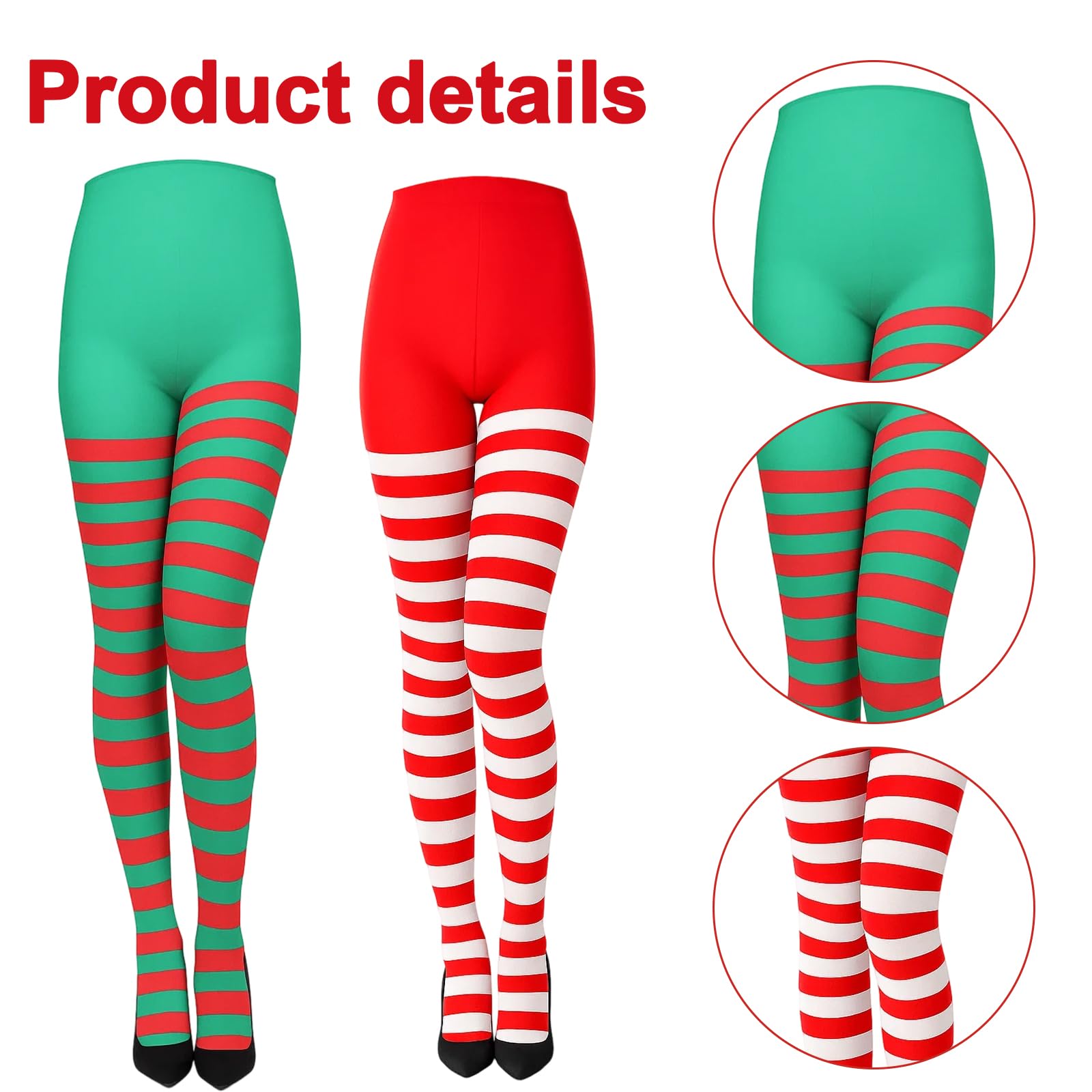 SrgPui 2 works Striped Tights, Stripy Tights Women, Elf Costume Women - Image 3