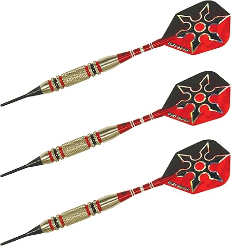 Miniatura 3 de DW Dart World Ninja Soft Tip Darts Set - Precision Crafted Steel, Brass Barrels, Packed with Wealth of Accessories - 3 Darts, 6 Flights, & 3 Shafts,
