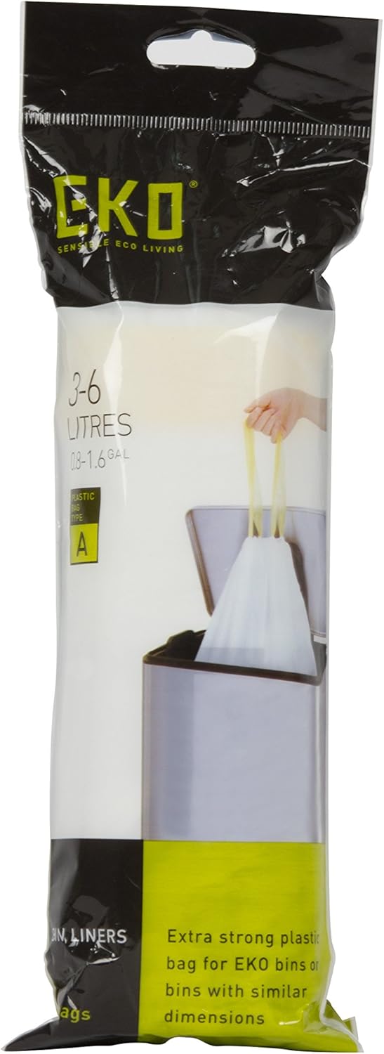 EKO Bin Liners, 36L, Size A, Thick Plastic Trash Bags with Tie Tape