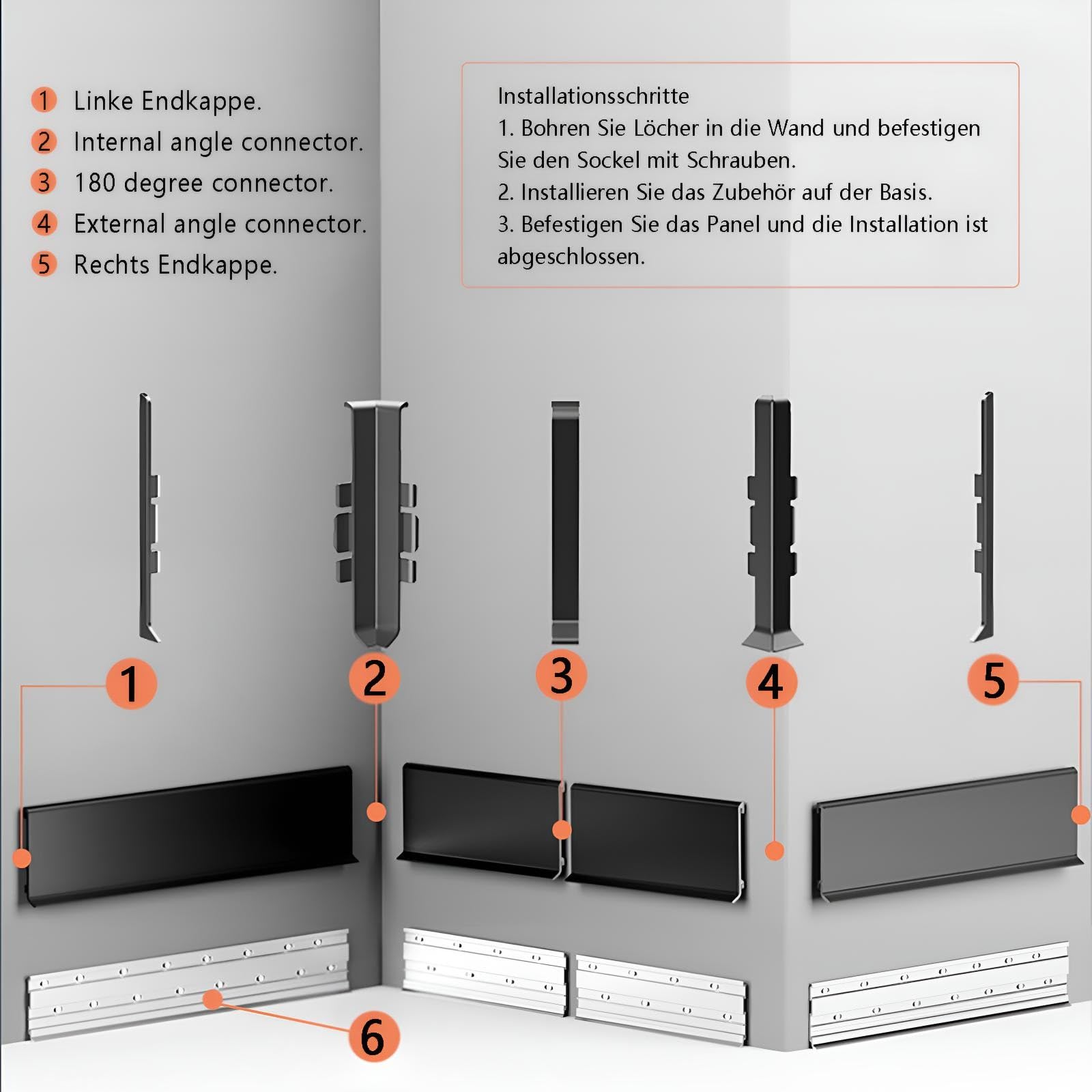 Zócalos De Aleación De Aluminio De 125cmx2 Para Suelos Laminados, Vinílicos, Parqué Y Muebles De Cocina, Diseño Moderno, Duraderos Y Fáciles De Instalar Para Uso Comercial Y Doméstico(Milchige