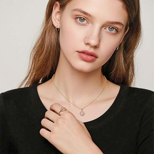 Miniatura 28 de Anillo de collar antiestrés para mujer, anillos de girasol para ansiedad, artículos de alivio del estrés, juguete giratorio de acero inoxidable