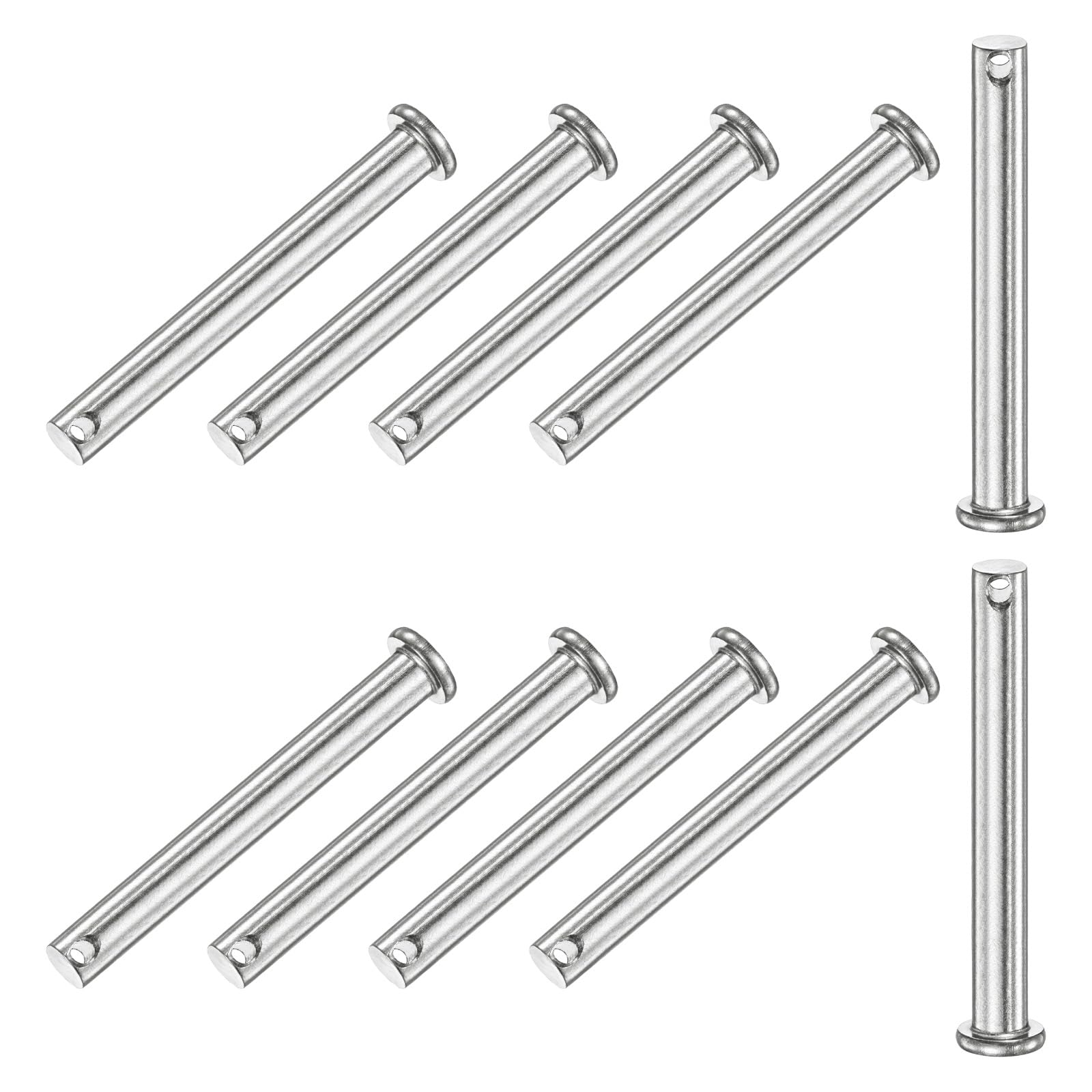 M METERXITY 10-Pack Single Hole Clevis Pins, M8 x 80mm 304 Stainless Steel Flat Head Clevis Pins for Mechanical Linkage/Trucks/Lawn Mower, Link Hinge