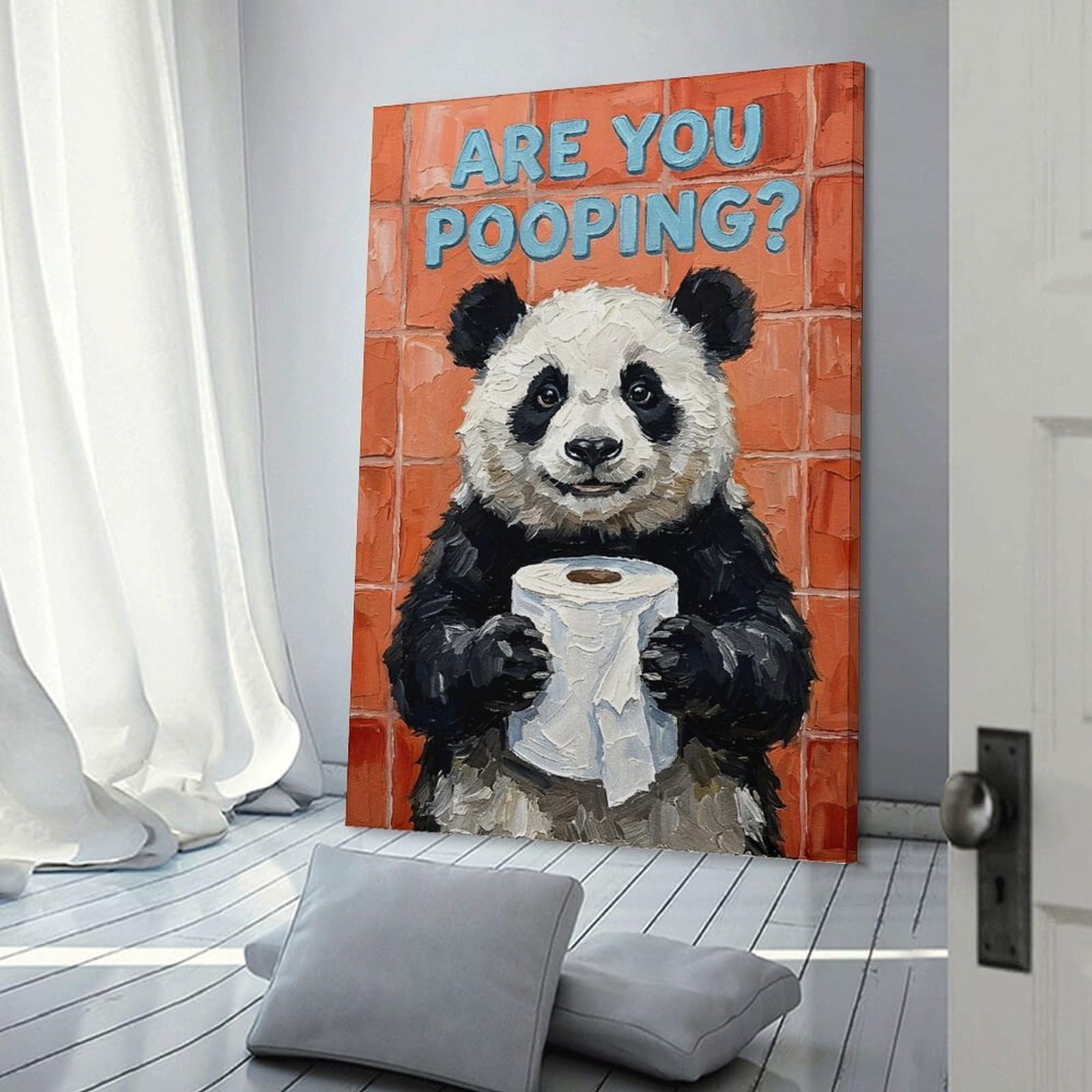 Junmoney Frame-Style-22 Are You Pooping Panda Art Home Decor Wall Art 12X18inch(30X45cm), For Bedroom, Guest Room Or Reading Nook, Decorative Wall Art For Cosy Rooms