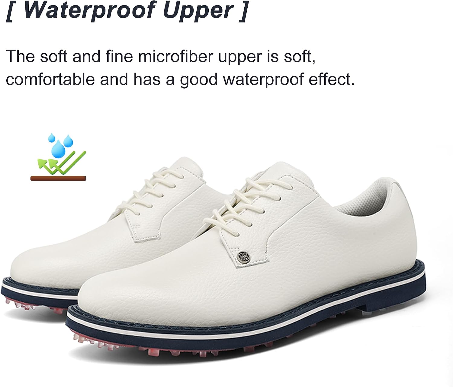 Men's Spikes Golf Shoes Waterproof - Breathable Mens Golf Shoes Non-Slip Comfortable Golf Footwear for Men Size 8-12