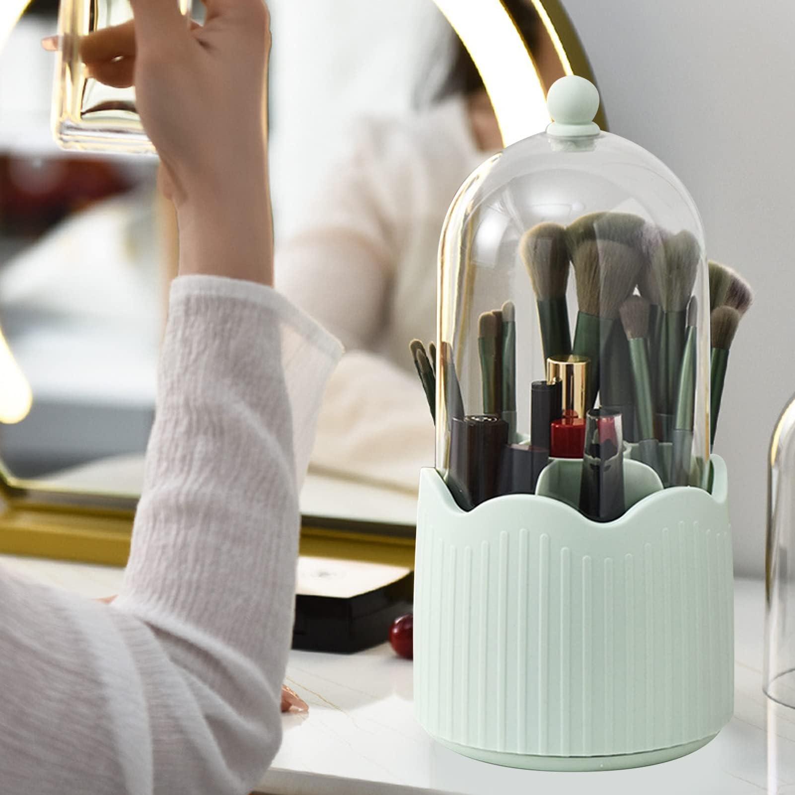 PerGar Kosmetikbox Drehbar – Großer Make-up-Organizer, Transparent, Staubdicht