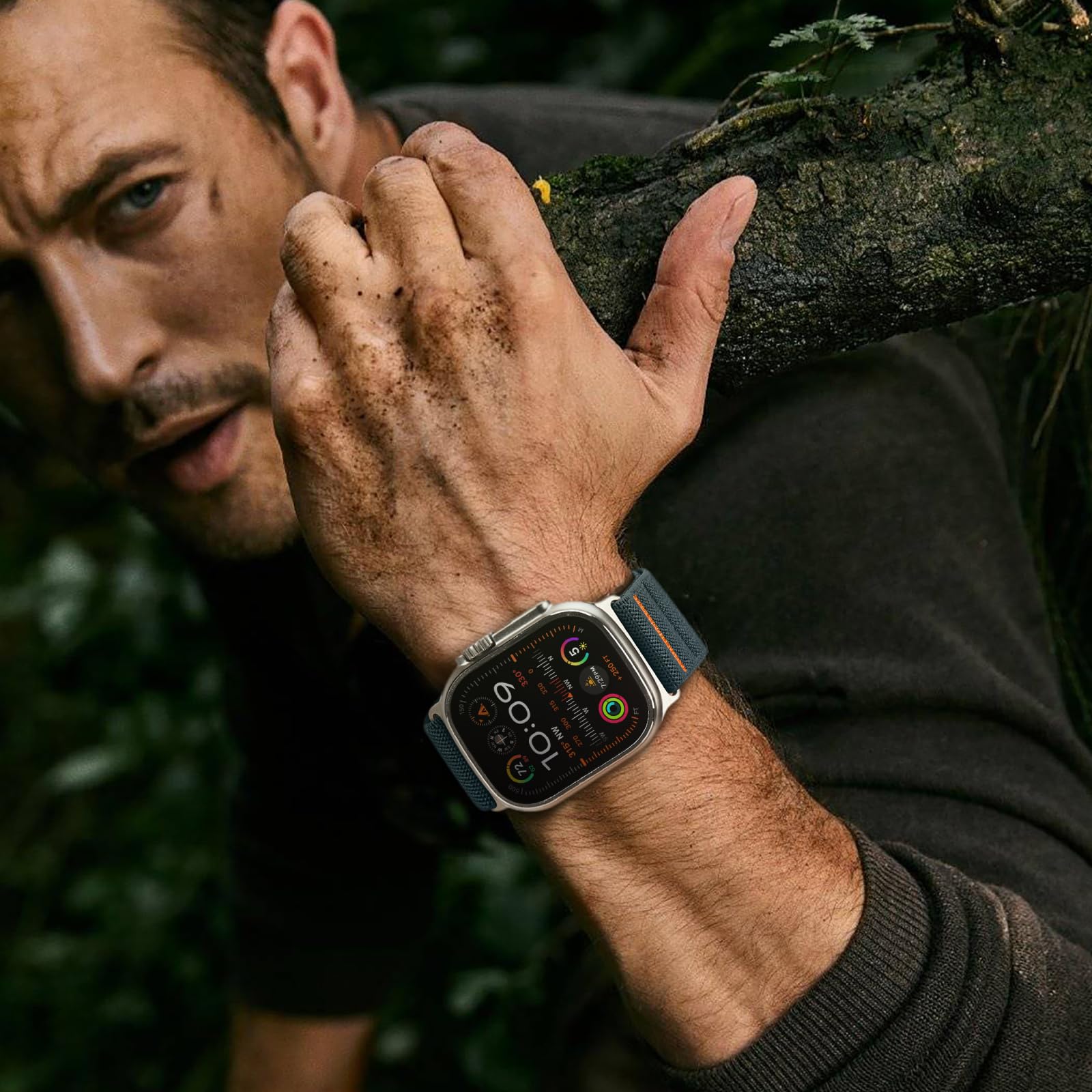 Suitisbest Pasek do Apple Watch Ultra 49 mm, 45 mm, 44 mm, 42 mm, nylonowy pasek sportowy z haczykami S do Apple Watch Ultra 2/Ultra SE Series 9/8/7/6/5/4/3/2/1