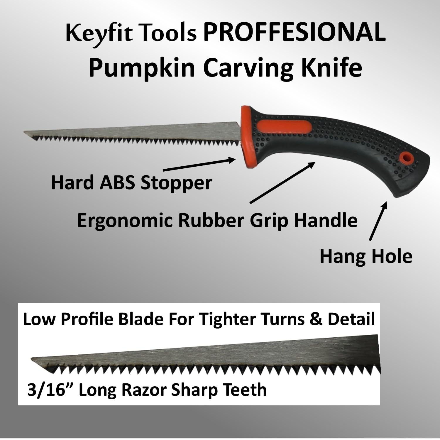 Keyfit Tools PROFESSIONAL Pumpkin Carving Knife Tool 416 Stainless Steel Double Sided Saw/Blade Adult Use Only Extra Sharp Heat Treated Blue Steel Blade Halloween Jack O' Lantern Carver Saw Kit — Amazon image 3