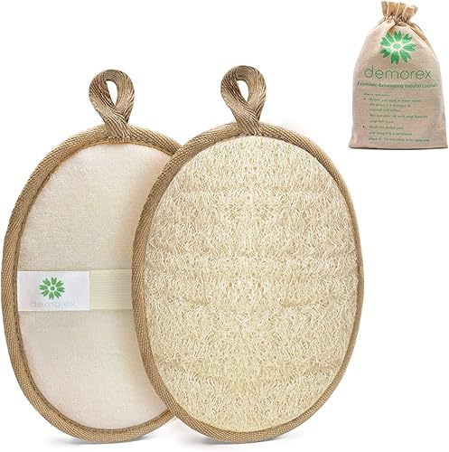 Esponja exfoliante corporal natural de lufa, fabricado con luffa de ducha ecológica y biodegradable, almohadilla exfoliante grande para mujeres y