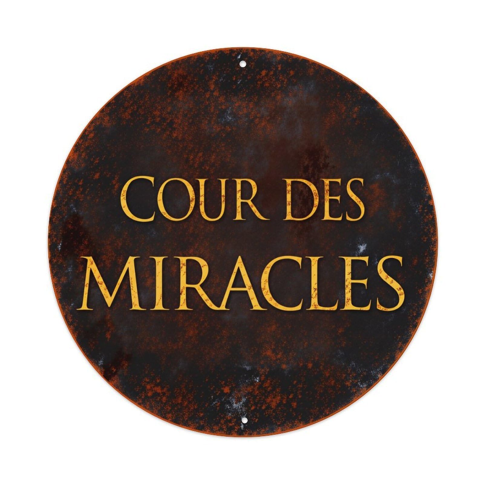 Court of Miracles Vintage Metal Tin Sign Retro Wall Decor for Home Bar Garage Cafe, Indoor & Outdoor Decorative，circle Metal Poster, 8x8 Inch