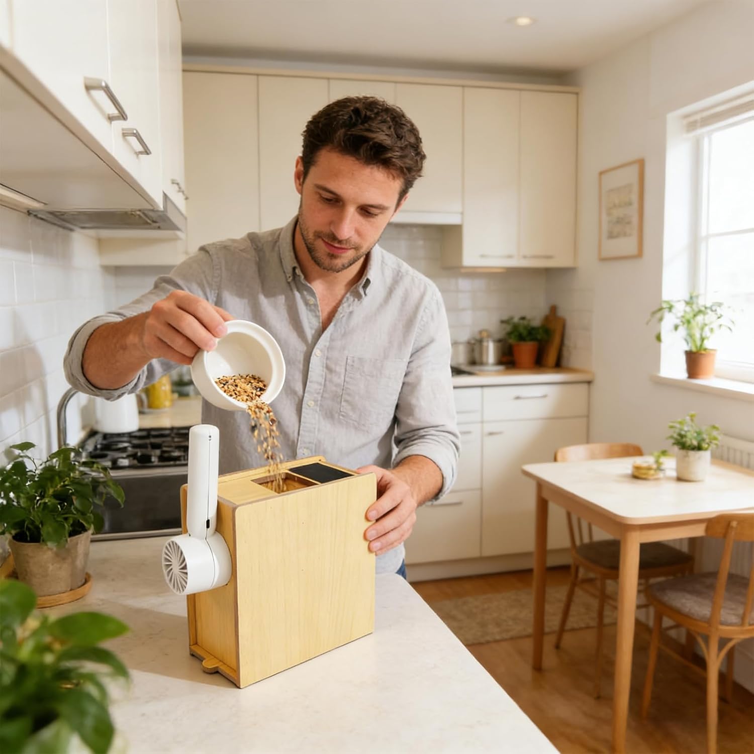 ordinarYone Wooden Avian Food Shell Blower Including Integrated Fan For Efficient Hull Separation And Feeding