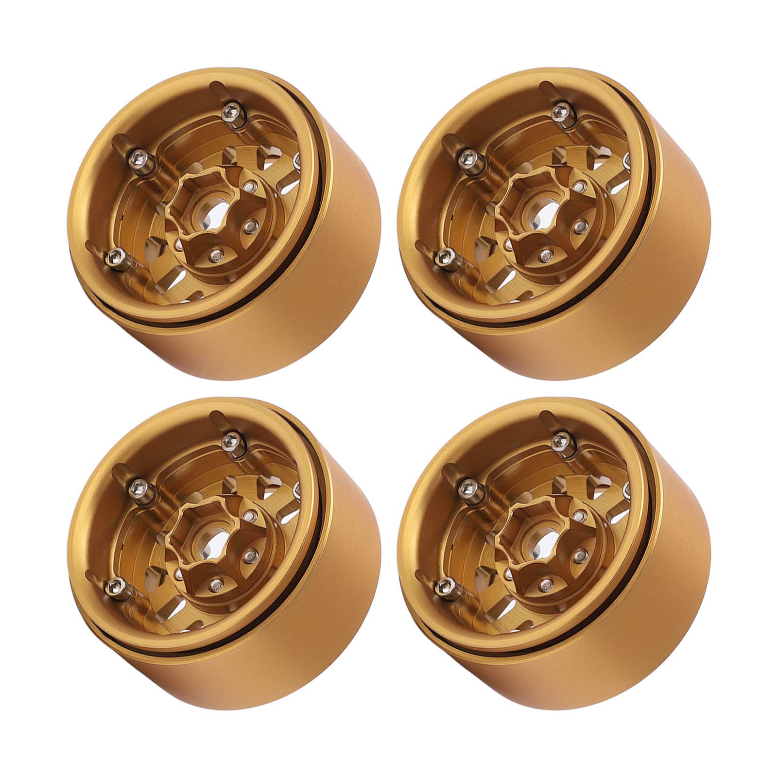 Beadlock piasta koła ciężkie mosiężne koła RC 1,9 cala dla Axial SCX10 90046 AXI03007 D90 D110 TF2 Traxxas 1/10 zdalnie sterowany samochód gąsienicowy złoty kolor 4 szt