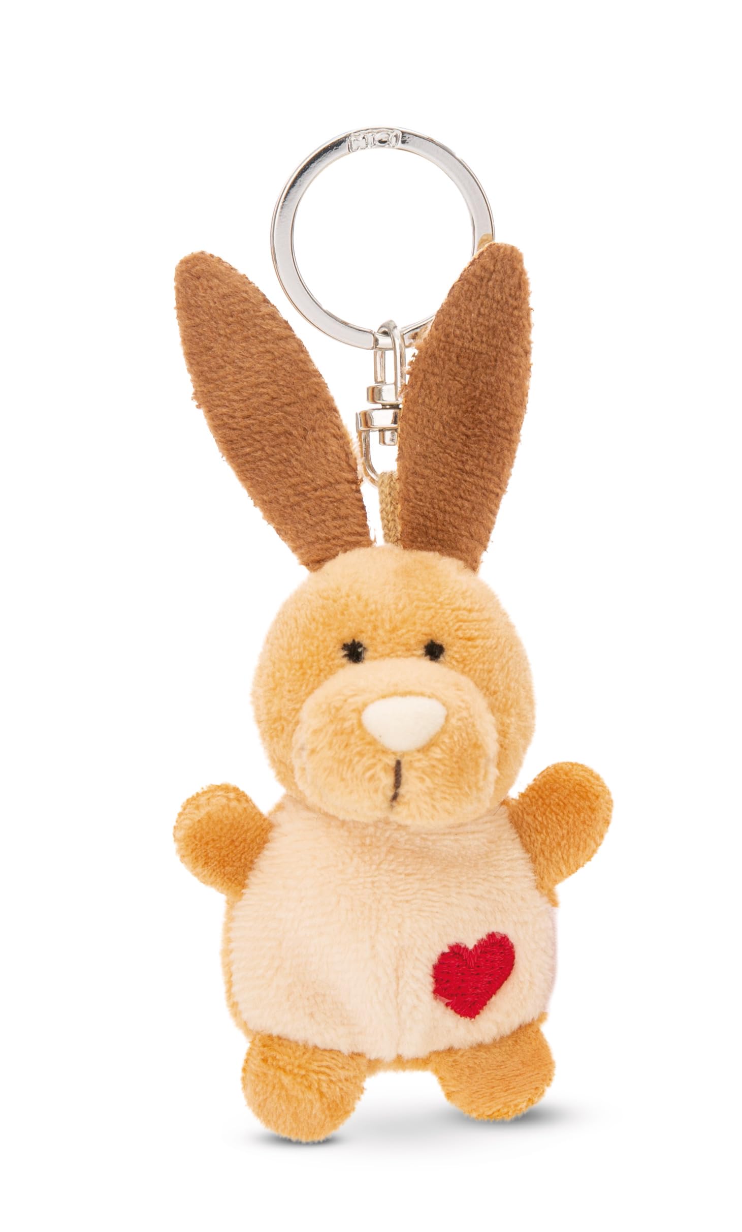 NICI Keyholder rabbit with heart 5cm - brown - A loyal companion for backpacks or bags, keychain for key rings & key holders for all ages | 62076