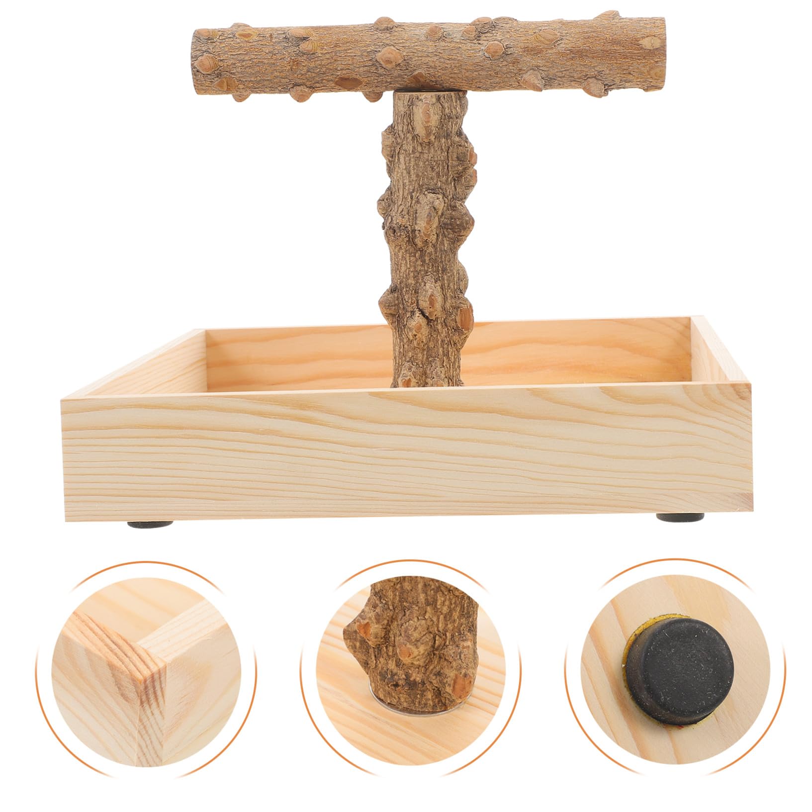 Soporte de Madera para Pájaros y Percha Estable para Periquitos y Ninfas Entrenamiento y Alimentación Jaulas y Mesas Accesorio Seguro y Decorativo para Aves Pequeñas