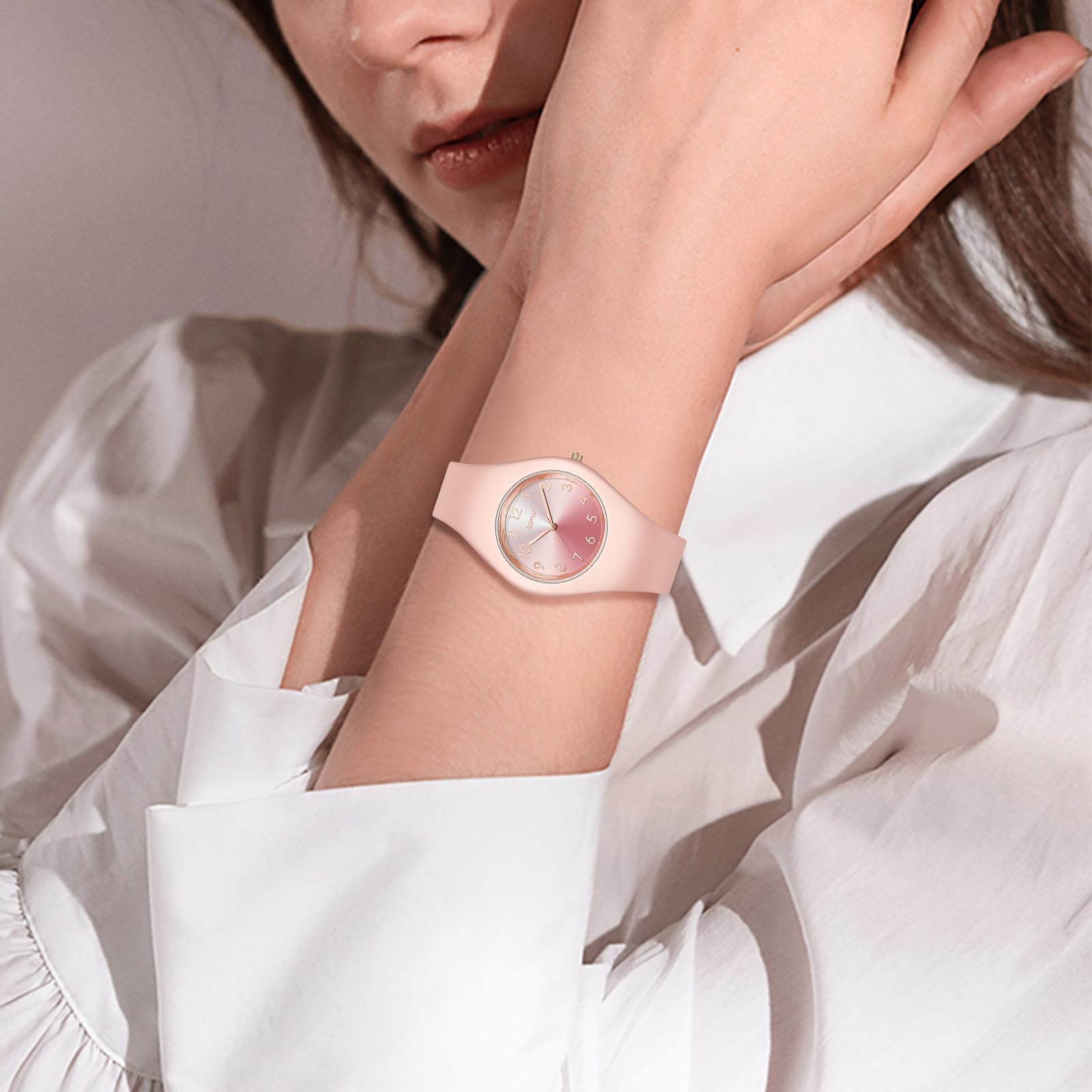 JewelryWe Zegarek dziecięcy analogowy kwarcowy 30 m wodoszczelny zegarek na rękę dzieci klasyczny prosty silikonowy pasek zegarki dla chłopców dziewcząt młodzieży czarny/biały
