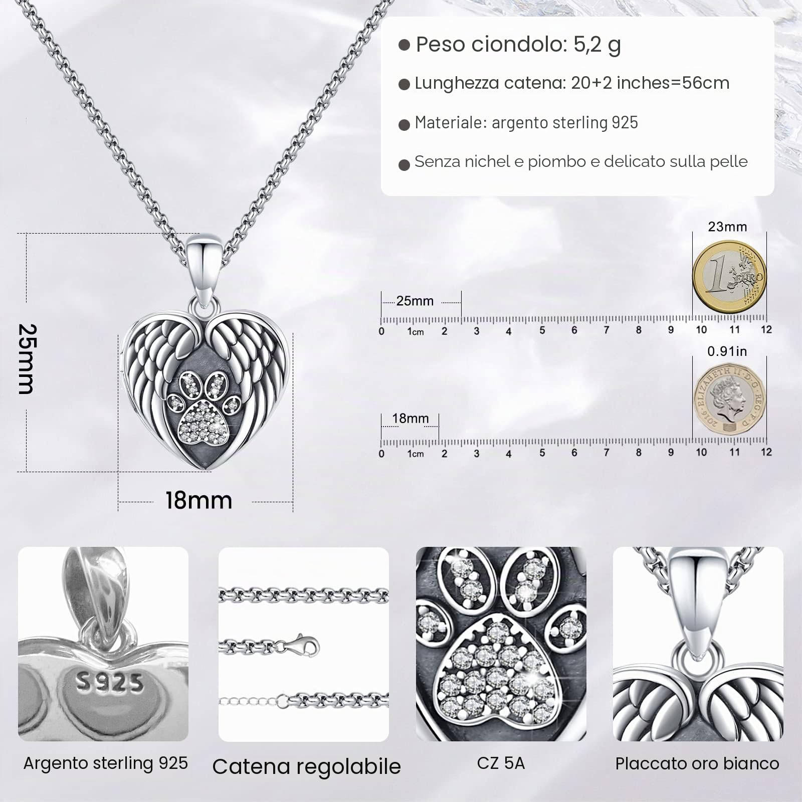 Eusense Collana con Medaglione in Argento Sterling per Foto, Collane Medaglioni, Ciondolo Foto con Albero, Foto Gioielli per Donne Ragazze