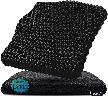 Gel Seat Cushion for Long Sitting Pressure Relief Super Large&Thick - Wheelchair Cushion for Pressure Sores, Coccyx, Sciatica, Back Pain Relief - Non-Slip Butt Pillow for Office, Home, Car
