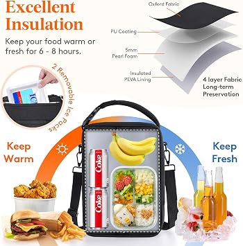 Lifewit Expandable Lunch Box for Men, Insulated Lunch Bag