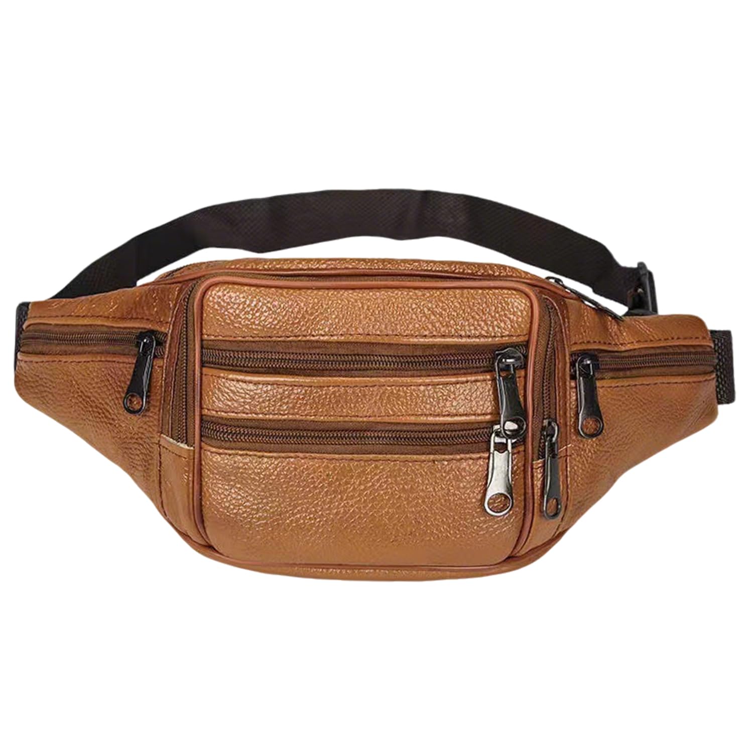 YRMLYMOP Leather Fanny Pack For Men & Women Belt Bag With Adjustable Waist Belt, Lightweight Fanny Pack Comes With Multiple Zippered Pockets Easy