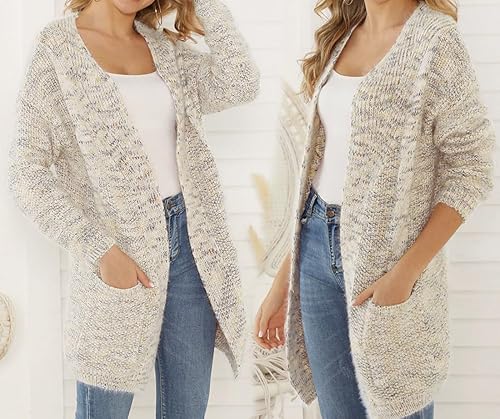 Miniatura 3 de futurino - cárdigan de tejido de punto grueso con bolsillos y frente abierto, ropa de abrigo para mujer