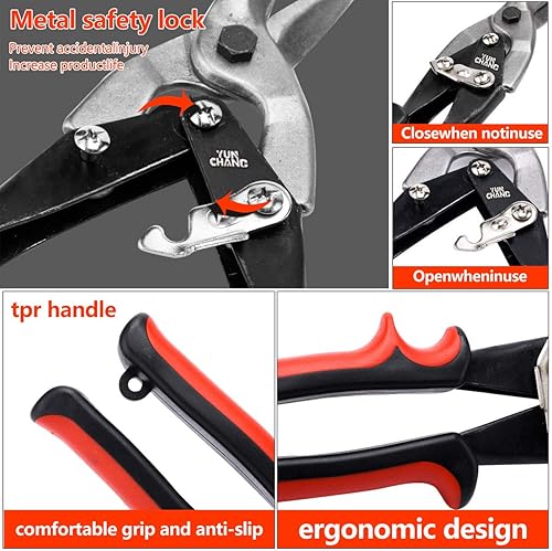 Miniatura 5 de Tijeras de estaño de aviación Tijeras de aluminio derecho para cortador de chapa Metal Tijeras de metal Tijeras de metal Heavy Duty