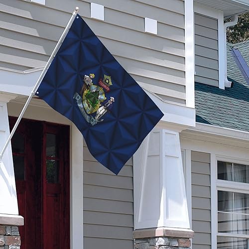 Miniatura 6 de Bandera de bandera de Maine con efecto polígono de 4 x 6 pies, banderas de decoración para exteriores resistentes de poliéster duradero, banderas de