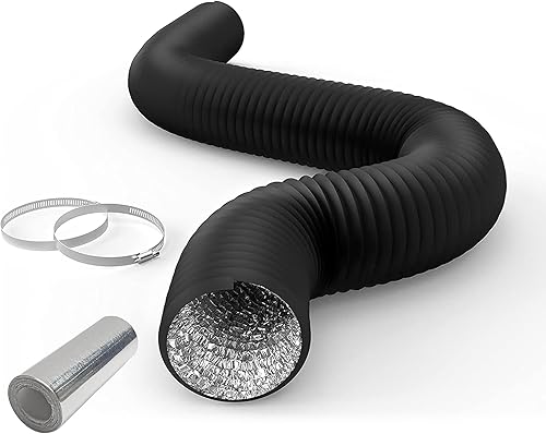 Vista 166 de iPower Manguera de ventilación flexible de 3 pulgadas y 8 pies de conducto de aluminio de 4 capas de protección para secadora para calefacción