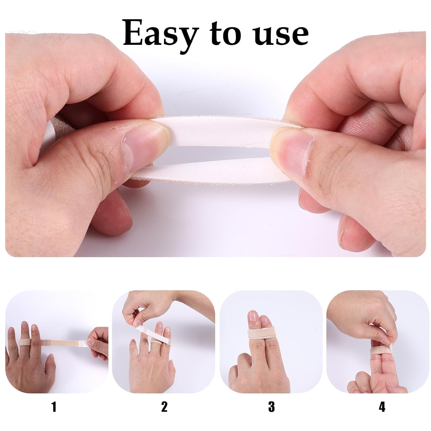 BOXOB 10pcs Buddy Tape Finger Straps, Nylon Toe Tape Straightener Reusable Anti-Slip Hook and Loop Finger Splints Washable Buddy Straps for Fingers Finger Wrap Brace for Injured Fingers (Skin Color)
