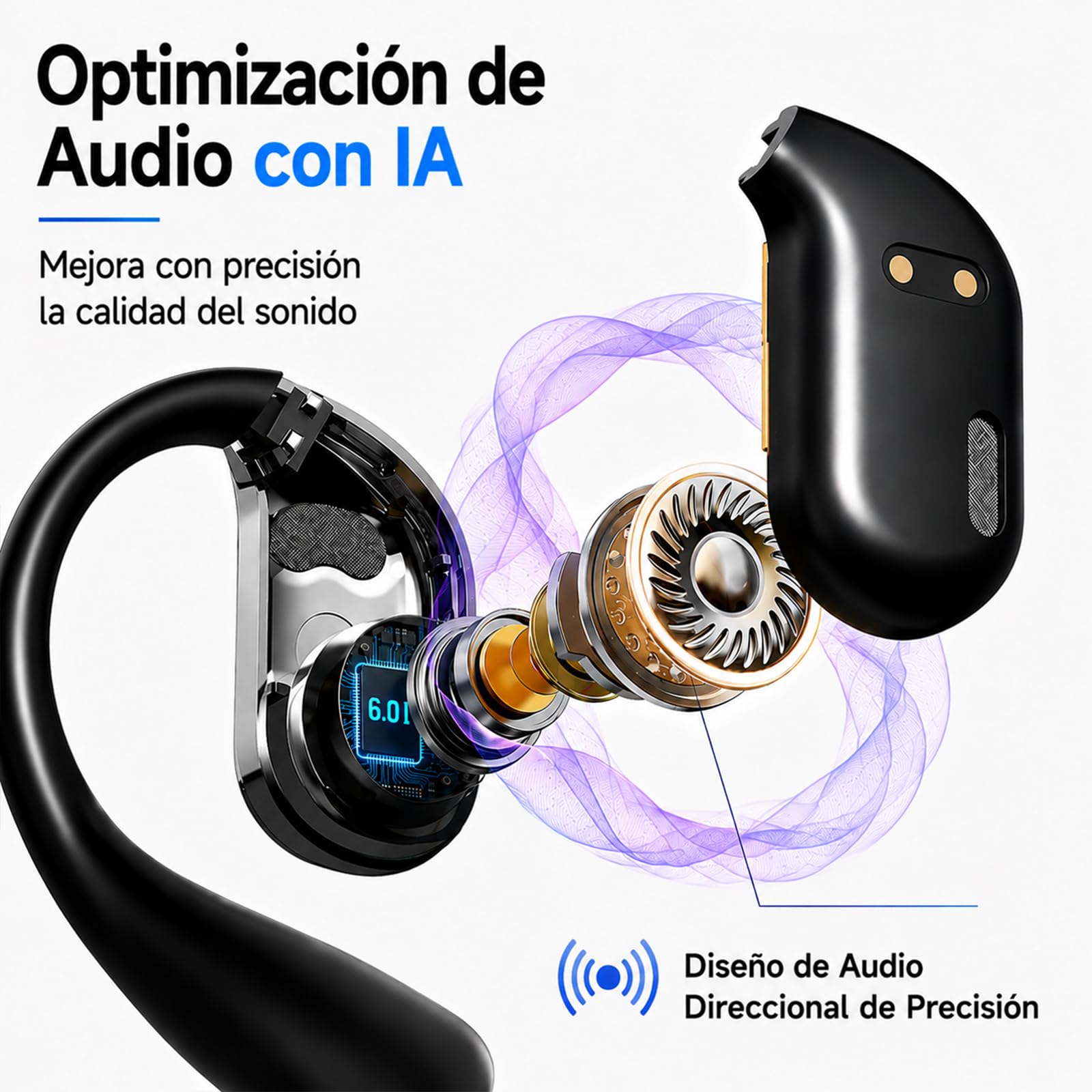 Auriculares traductores con IA en Tiempo Real: Dispositivo de traducción 3 en 1 con 144 Idiomas, traductor español-inglés, Auriculares traductores de oído Abierto para Viajes y Aprendizaje