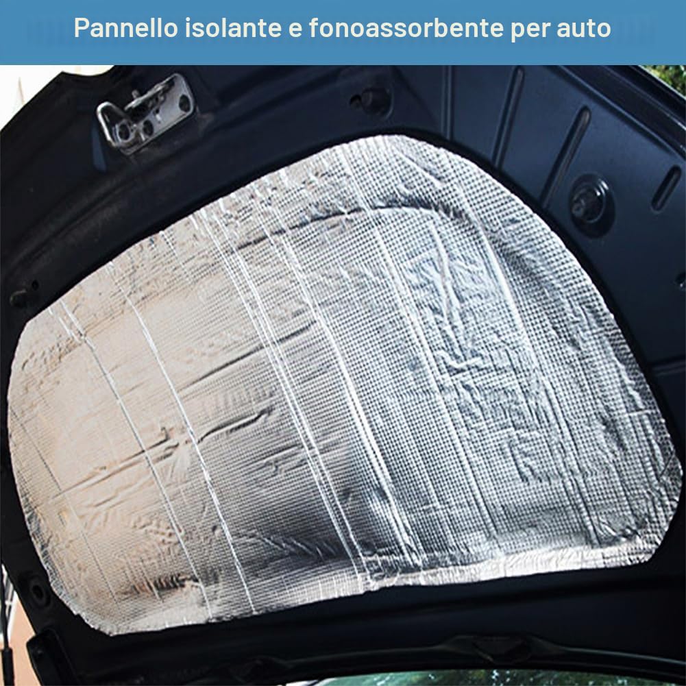 Tappetini Isolanti per Auto, 12 pezzi, Tappetino fonoassorbente per Auto, Isolamento Acustico, Isolante, Ignifugo, Impermeabile, 40 cm x 25 cm x 5 mm