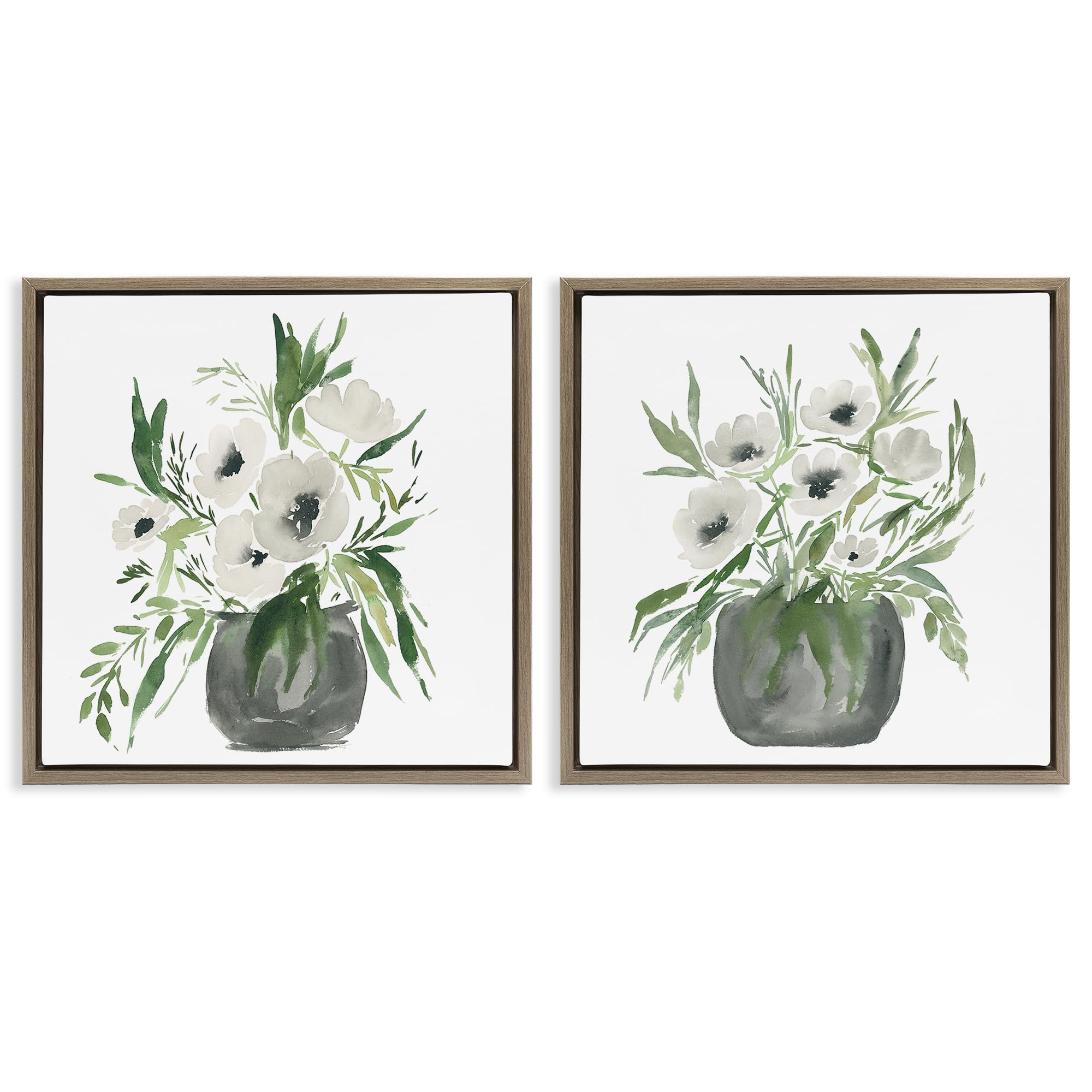 Stupell Industries White Anemone Vases 'White Anemone Vases'| 2Pc Floating Frame Art Set 2
