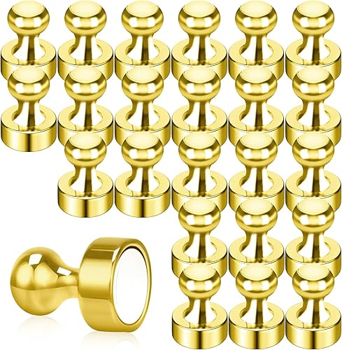 Miniatura 14 de Paquete de 24 Imanes de Chinchetas de Empuje Coloridos 6 Colores Surtidos Imán de Oficina para Pizarra Blanca Pequeñas Chinchetas Magnéticas