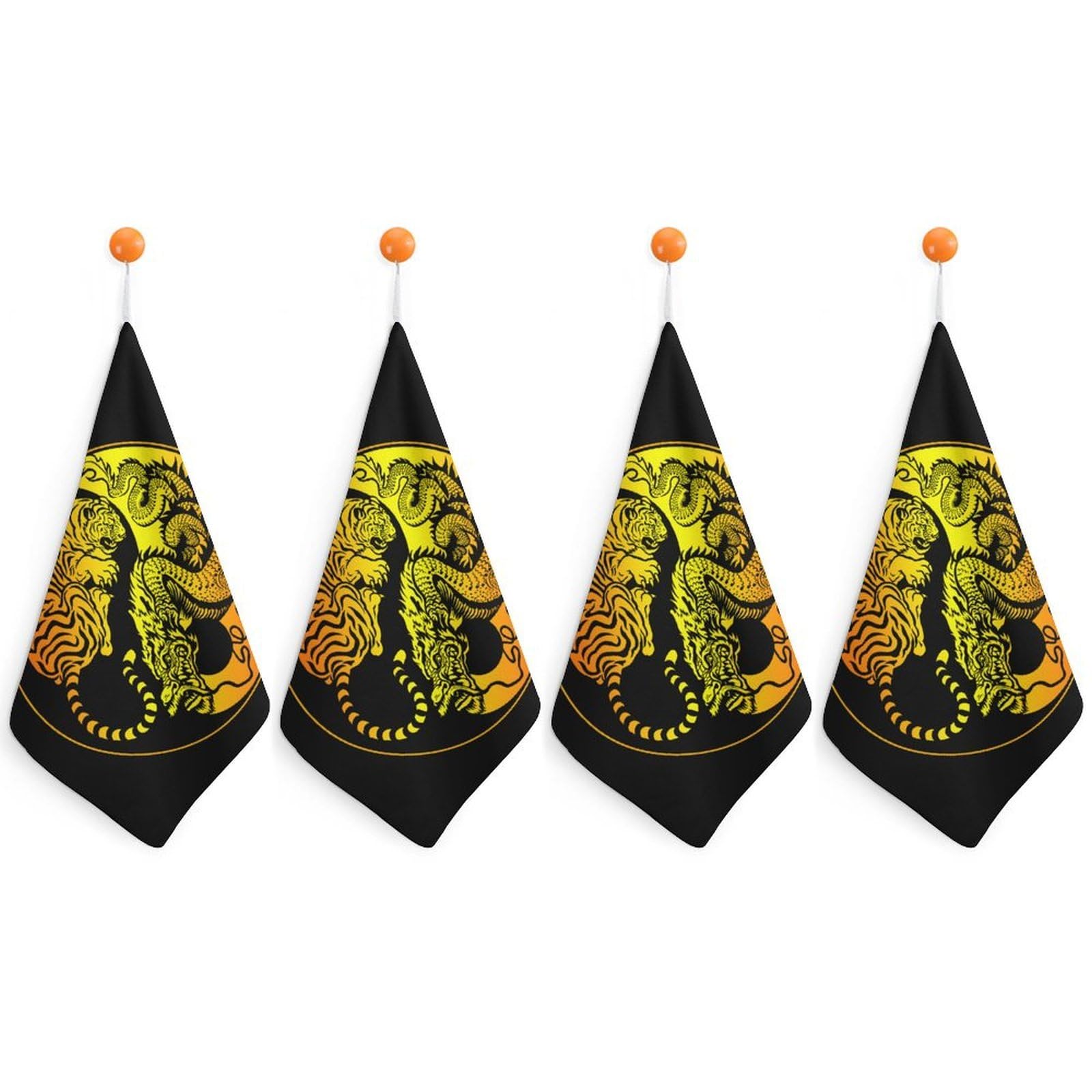 TXFBTRFSA Ying And Yang Dragon Tiger Hand Towels with Hanging Loop Kitchen Towel Handkerchiefs Cleaning Cloths