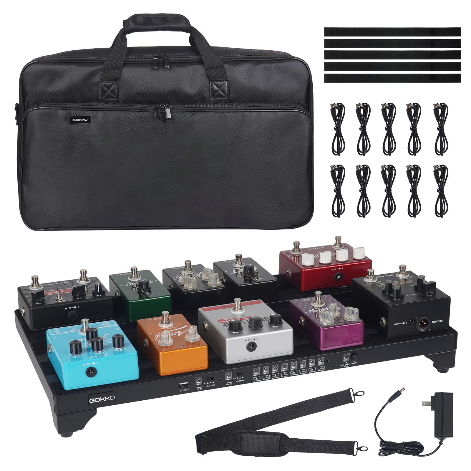GOKKO Pédalier pour guitare avec alimentation intégrée 55,9 x 31,8 cm