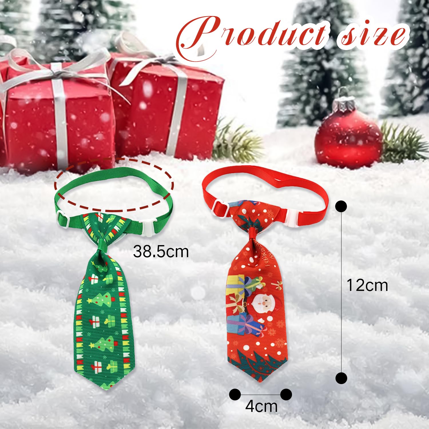 HAICN 4Pieces Christmas Pet Tie Neckties Novelty Adjustable Pet Bow Ties Neckties Xmas Pet Grooming Accessories for Kitten Puppy - Image 2