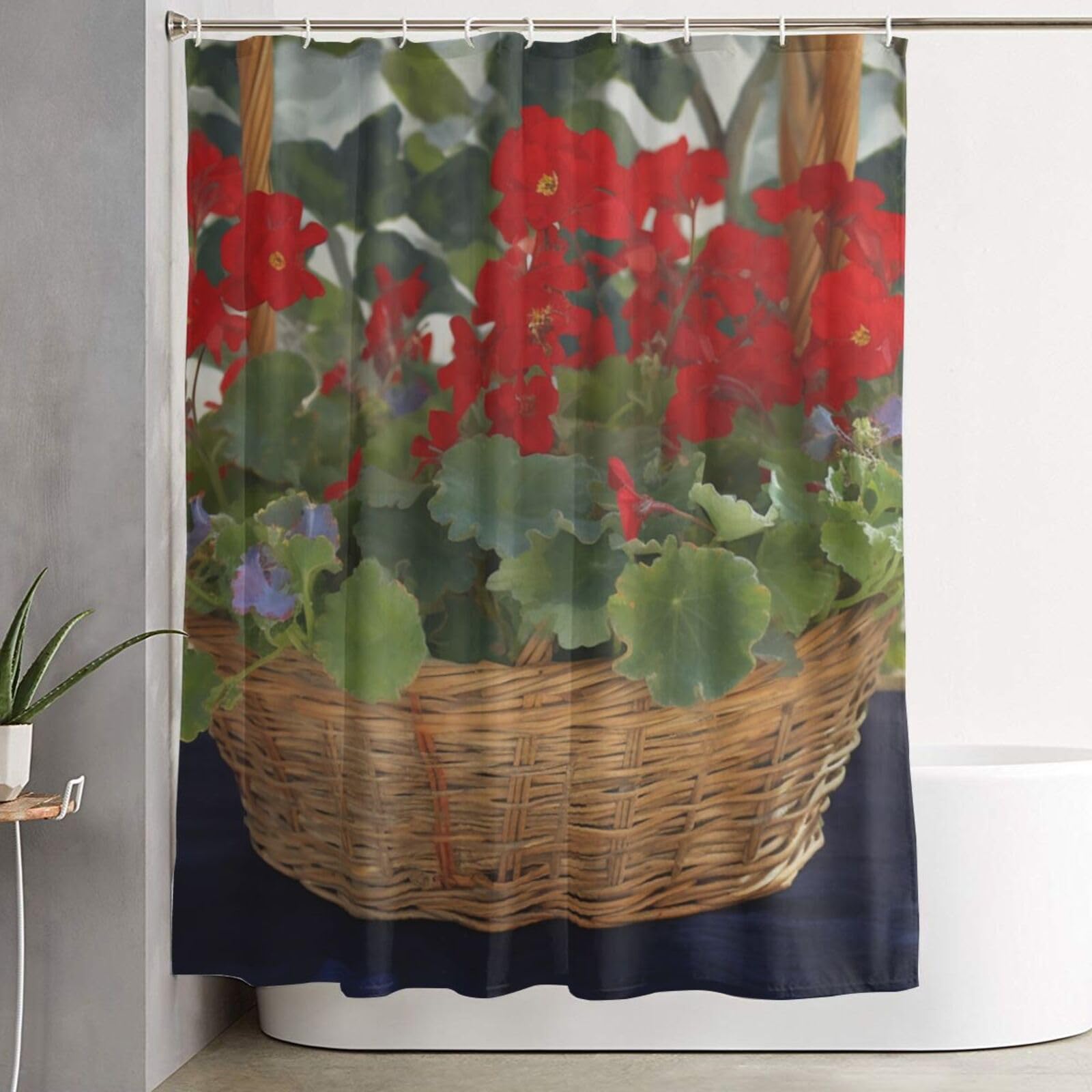 Rideau de douche avec 12 crochets pour une salle de bain familiale et fleurie