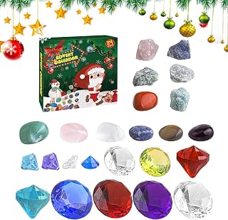 Advent Calendar Kids | Countdown to Christmas Advent Calendars - Natural Mineral Rock Gemstone Advent Calendars, Christmas Party Supplies Scientific Gift for Kids Yusheng
